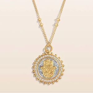 Precious Protection - Karma and Luck Gold Plated Hamsa Medallion Necklace